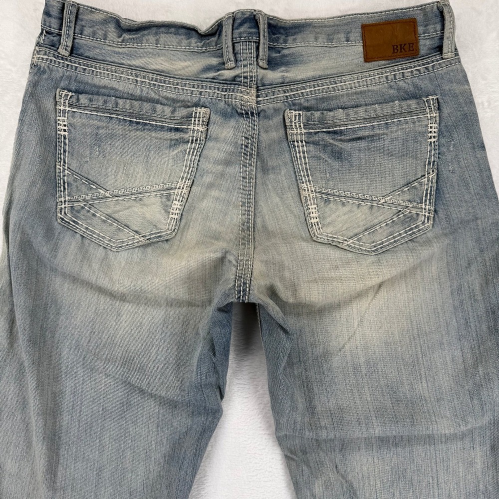 BKE‎ Denim Mens Jeans Straight Leg Light Wash Distressed Style ABM4259 SZ 38XL